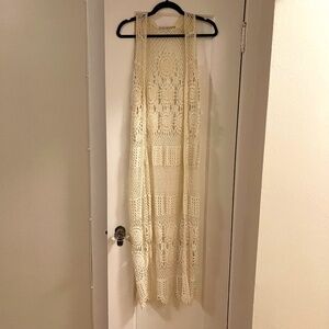 Alice + Olivia Linen Open Crochet Knit Vest